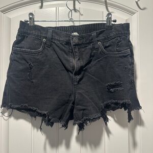 Aerie Black Distressed Jean Shorts